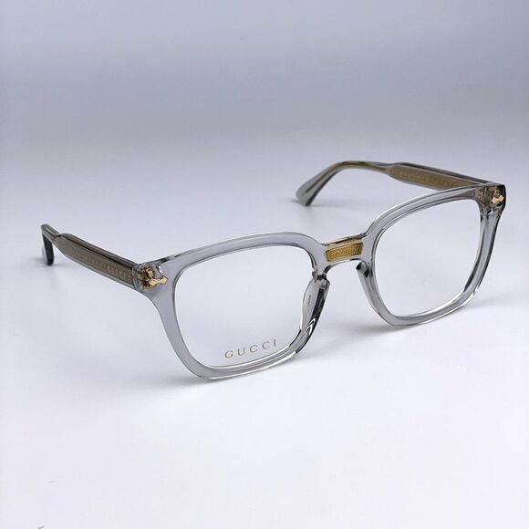 NEW Gucci GG0184O 005 Unisex Square Gray Clear Gold Eyeglasses - Picture 10 of 14